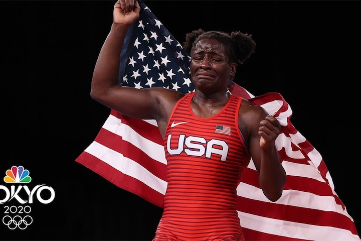 Olympic Gold Medalist Tamyra Mensah-Stock Makes Triumphant W...