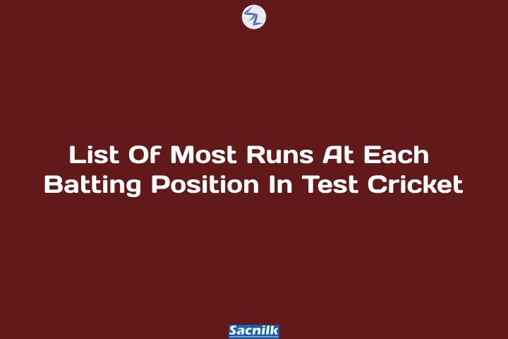 List Of Most Runs At Each Batting Position In Test Cricket
