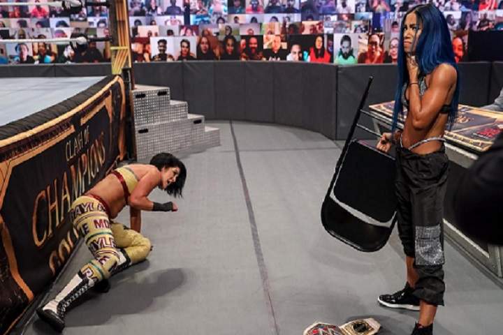 Sasha Banks Attacks Bayley At Clash Of Champions 2020