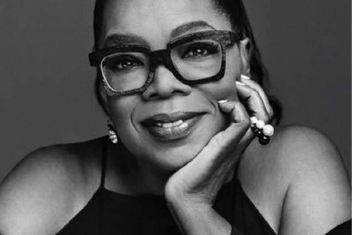 Oprah Winfrey falls on stage while talking about balance