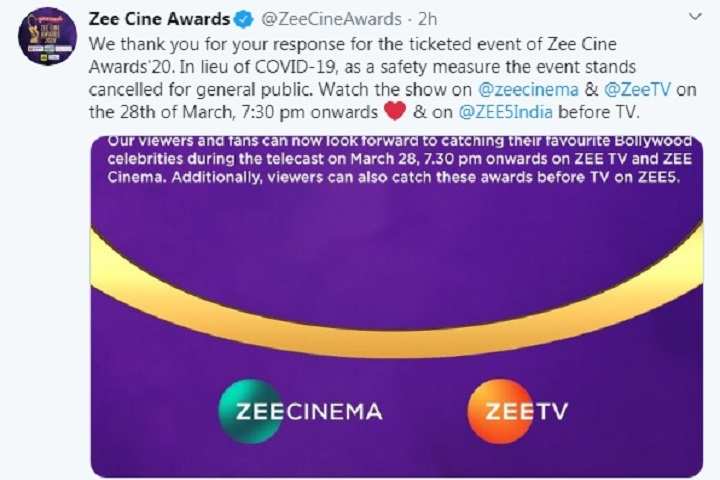 COVID 19 effect: Zee Cine Awards 2020 cancelled for general ...