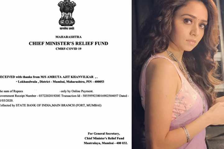 Amruta Khanvilkar donates 1 lakh in the fight against COVID-...