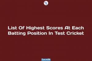 List Of Highest Scores At Each Batting Position In Test Cricket